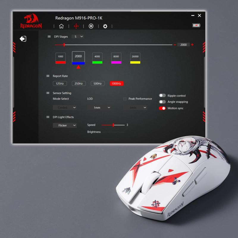Mouse para jogos Redragon M916AK PRO 26K DPI ultraleve 42g - Mouse